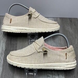 Hey Dude Wendy Chambray White Nut Loafers Womens 8 Slip On Shoes 121410121